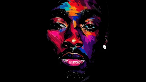 Vibrant portrait glowing with color and quiet inner strength.