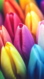 Velvet rainbow tulip chorus in dreamy close-up bloom.