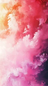 Radiant pink cloud plume merges with glowing light field.