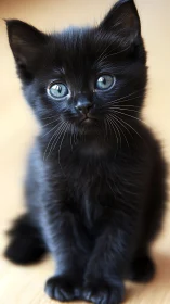 Obsidian Kitten Gazes With Mesmerizing Sapphire Eyes