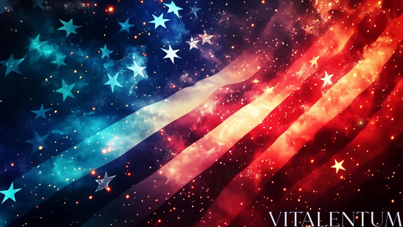 Cosmic reinterpretation of the American flag in luminous nebulae