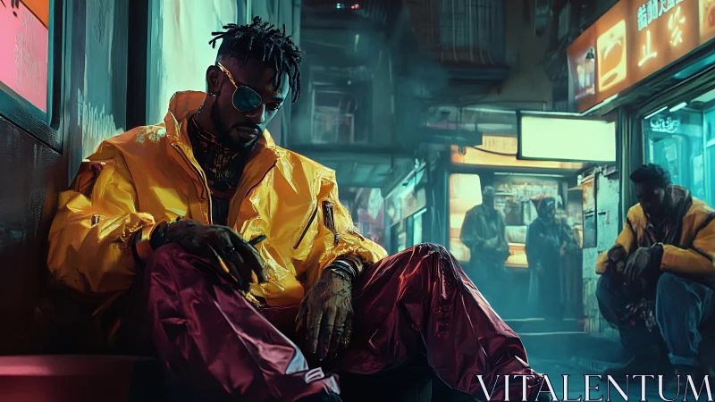 Neon alleyway cool captures a reflective streetwear mood