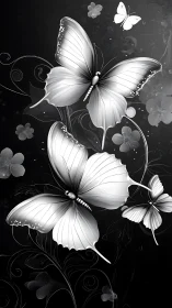 Graceful silver butterflies drift softly through night
