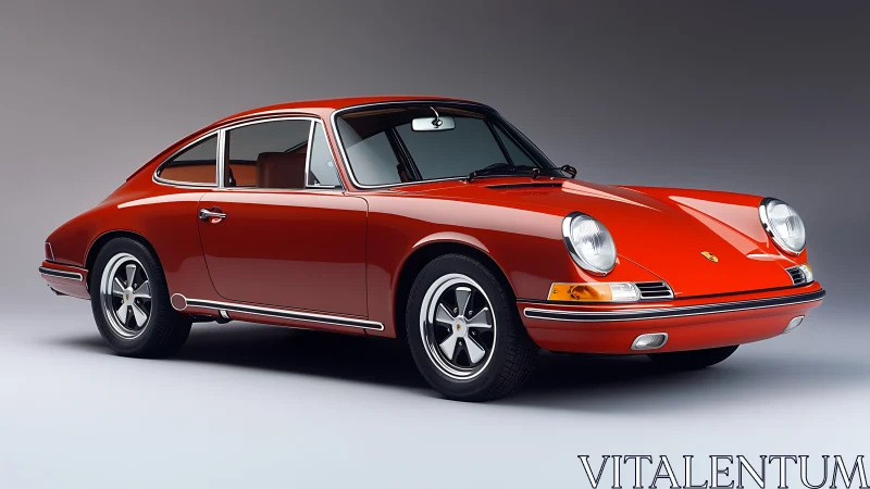 Photorealistic studio render of classic red sports coupe profile.