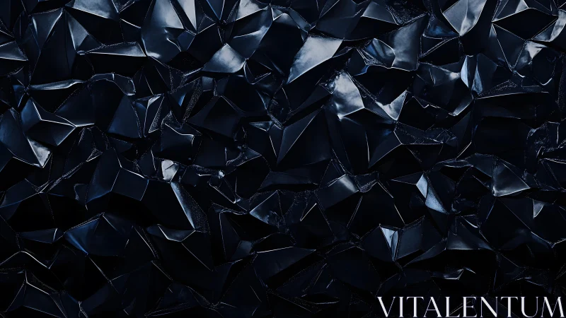 Abstract angular black crystal texture with glossy geometric facets.