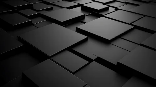 Black geometric panels create deep layered abstract grid