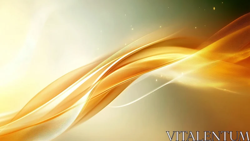 Curved golden light ribbons form layered translucent wave gradients
