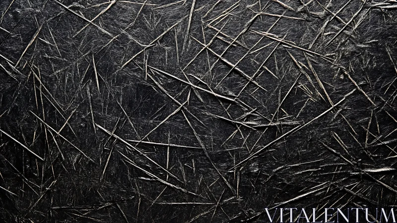 Dark scratched surface with intersecting metallic lines pattern.