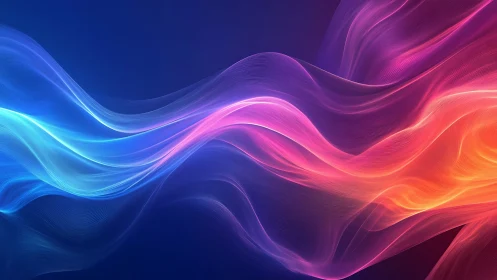 Digital painting of luminous flowing chromatic waveforms.