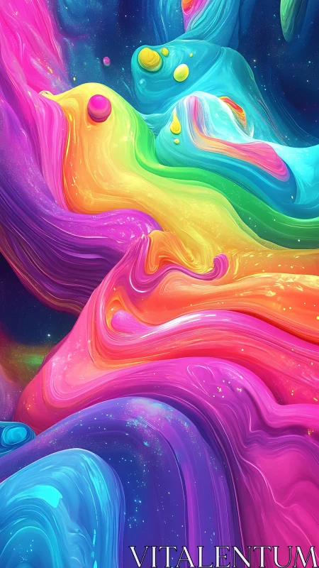 Cosmic rainbow rivers swirl through neon dream galaxies.