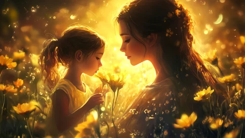Golden dusk stitches a quiet vow between mother and child