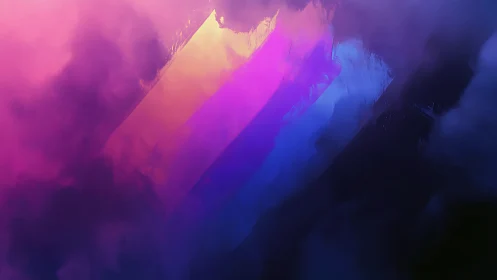 Prismatic nebula shard cuts through swirling violet clouds.