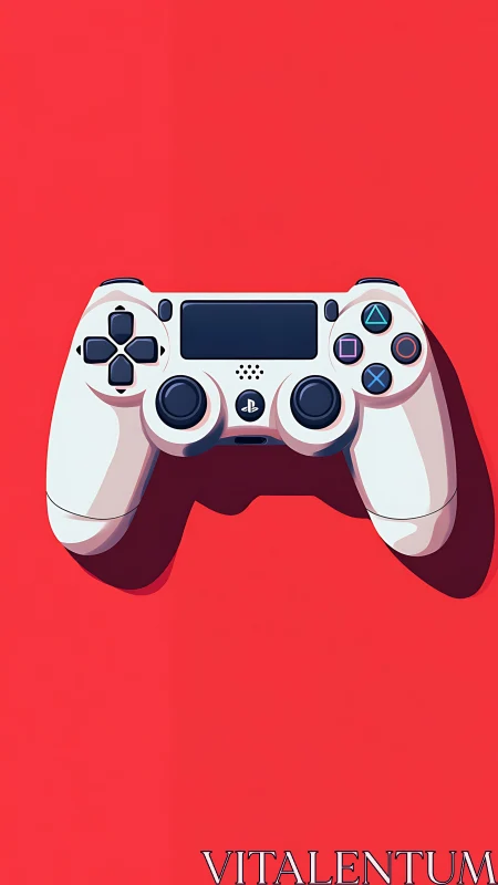 PlayStation 4 Wireless Controller Rendered Against Red Background.
