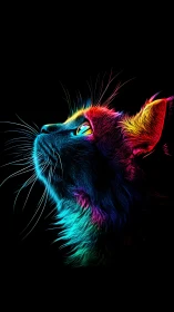 Feline Head Study with Chromatic Light Separation Effects