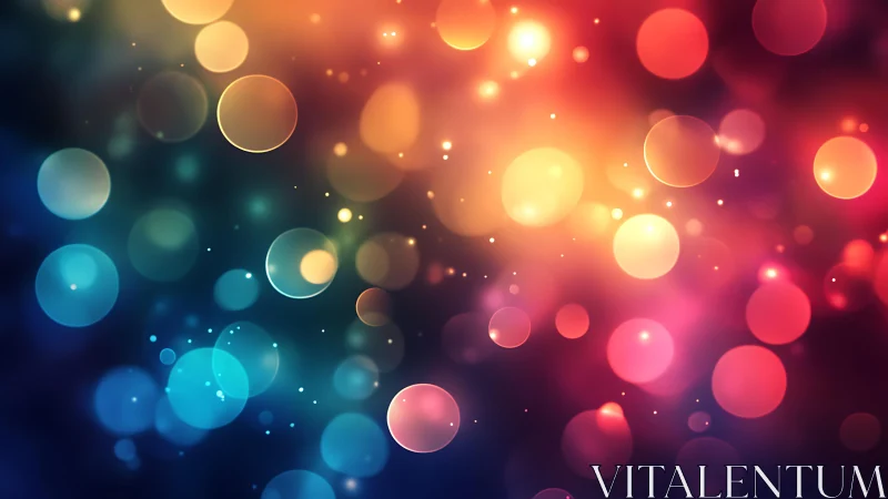 Colorful bokeh lights on dark background, vibrant digital art style.