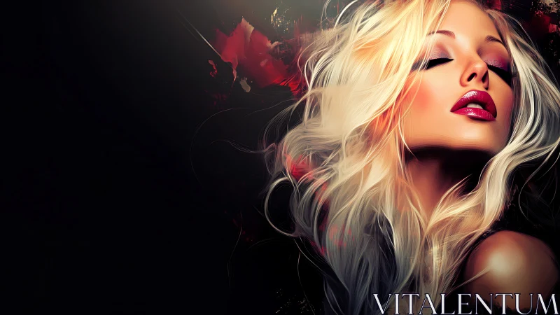 Velvet-lit blonde portrait celebrates bold color and calm poise