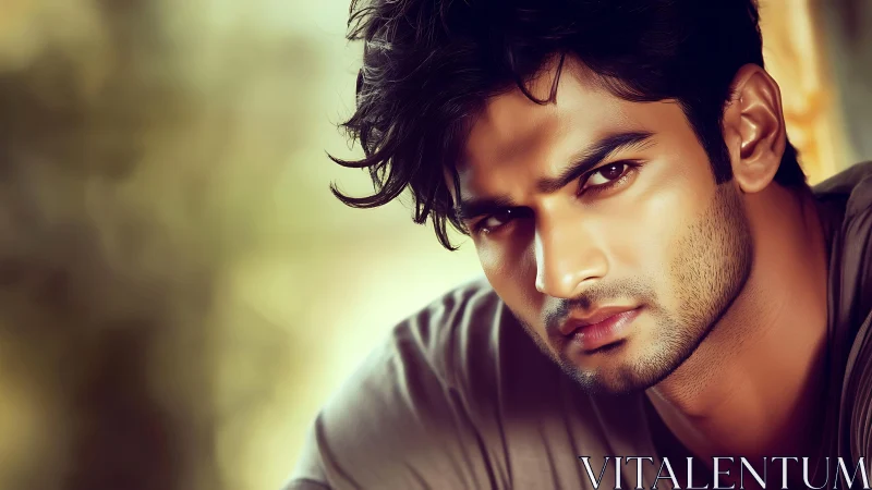 Close male facial portrait rendered in photoreal detail