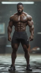 Hyperreal athletic physique rendered under cinematic backlight