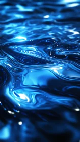 Specular blue liquid surface renders with high-gloss caustic highlights
