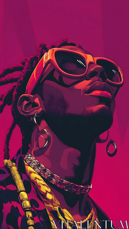 Bold portrait celebrates vibrant style in glowing magenta light