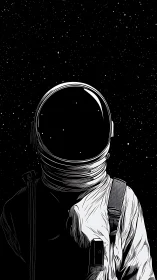 Solitary astronaut illustration stands against dense star field