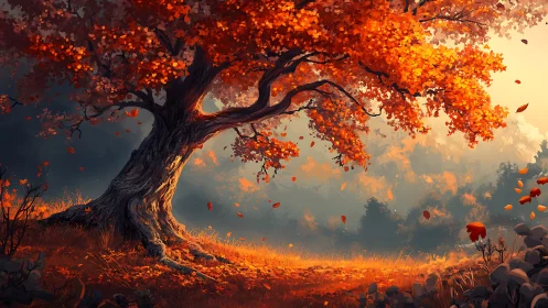 Elder ember tree whispering daylight into autumn winds.