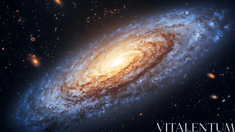 Barred spiral galaxy with luminous core and blue star-forming arms