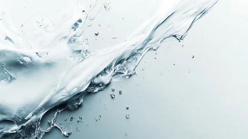 Graceful splash of clear water dances across pale blue