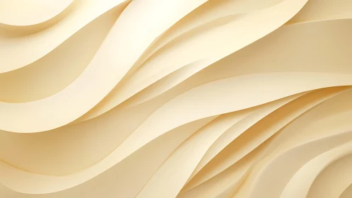 Flowing Cream Abstract Waves in Minimalist 3D Style.