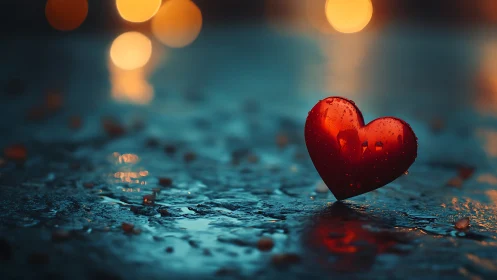 Red Heart Glowing in Twilight Wonder.