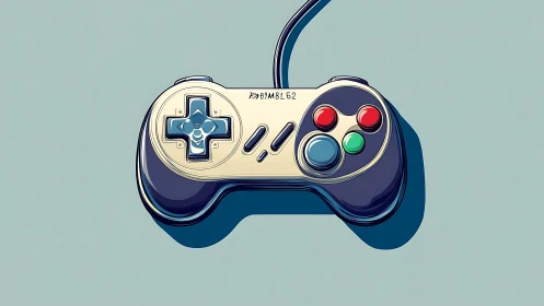 Retro Gaming Controller with Cream and Navy Aesthetic Design