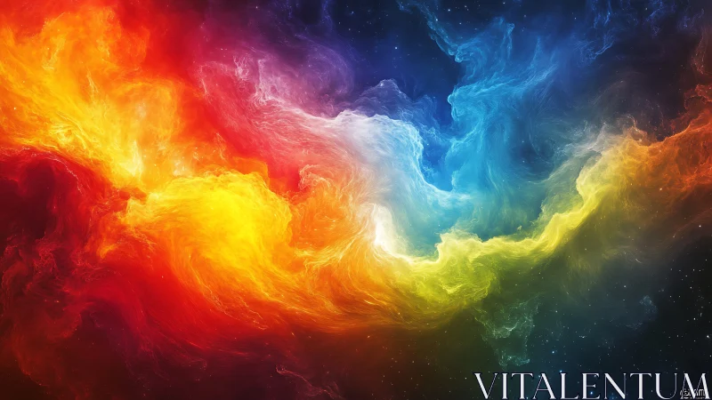 Multicolored nebula-like digital cloud structure fills frame