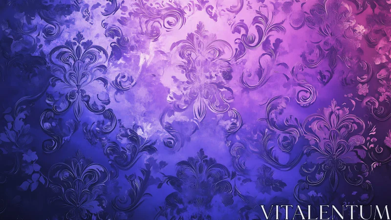 Velvet scrollwork drifts through violet and indigo twilight