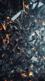 Shimmering glass shards glowing with cozy hidden embers.