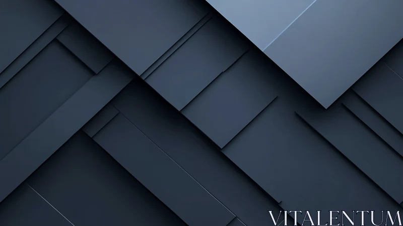 Layered matte steel geometry in deep blue diagonal grid.