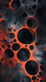 Molten voids drift through smoky steel in looping silence