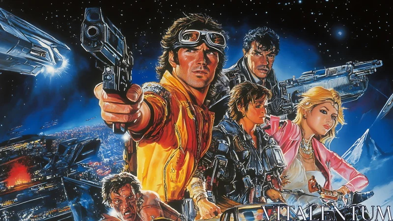 Retro space rogues racing through a neon-soaked galaxy.