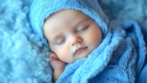 Sapphire Slumber: A Swaddled Soul's Dreamland Cocoon.