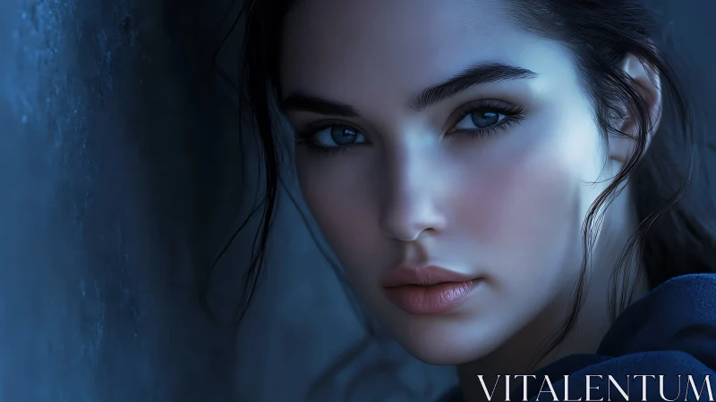 Cool light portrait with hyper-detailed skin shading and depth