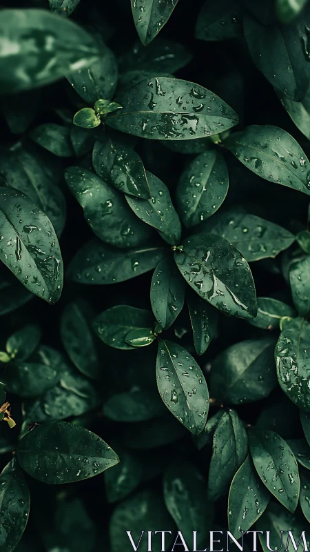 Rain-kissed emerald leaves in a quietly humming shadow garden.