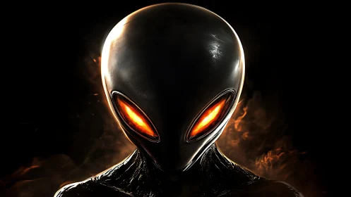 Molten-eyed alien portrait uses chiaroscuro and specular highlights