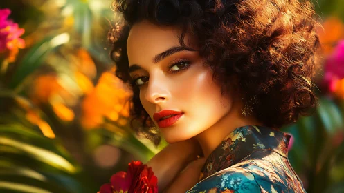 Radiant portrait in saturated tropical bokeh lighting study