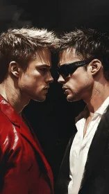 Two intense rivals lock eyes in a dramatic face to face