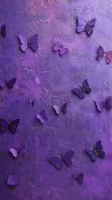 Purple paper butterflies drifting across textured night.