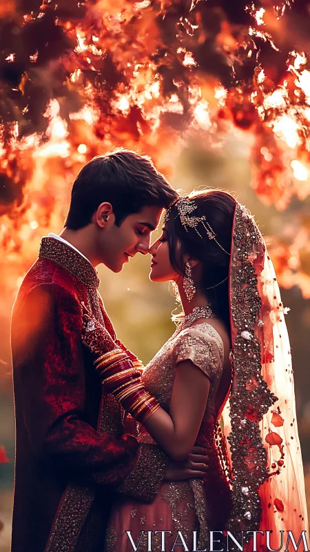 Crimson Embrace Ignited Against Inferno's Dance