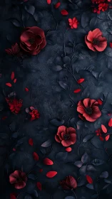 Red Poppies Against Dark Stone: Moody Floral Composition.