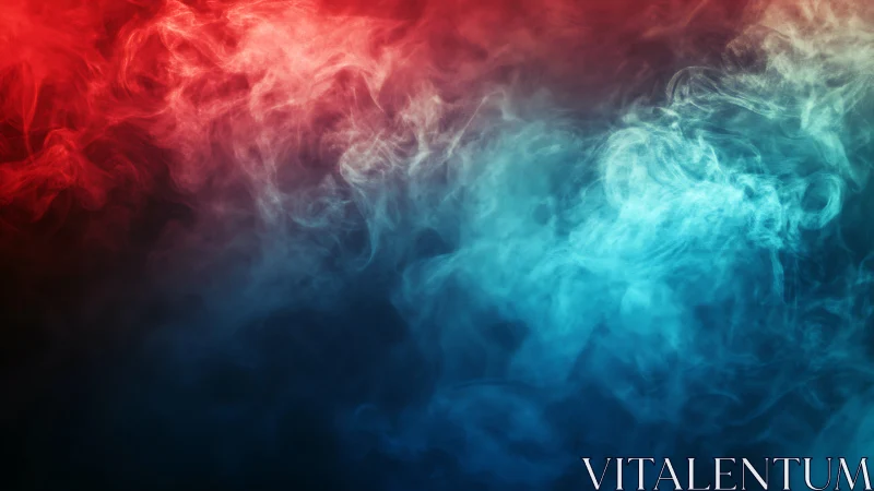 Billowing red and blue smoke drifts in a dreamy soft haze