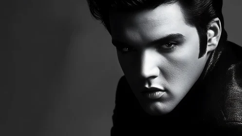 Monochrome portrait under hard key lighting, sculpted contrast.