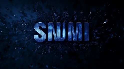 SNUMI blue 3D text with particle burst effect centered.