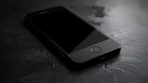 Glowing Portal: Obsidian Smartphone in Cinematic Repose.